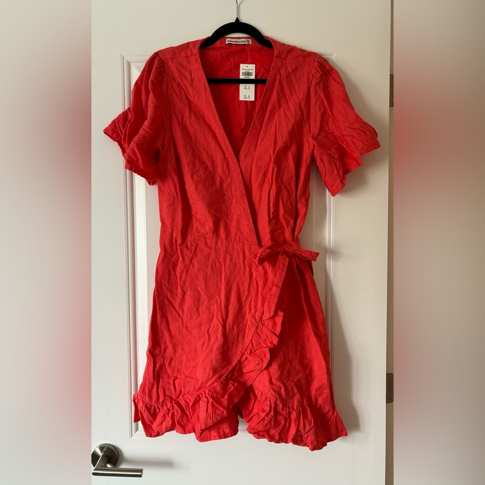 Abercrombie & Fitch M T Cotton Linen Blend Wrap Dress Like New, No Tags